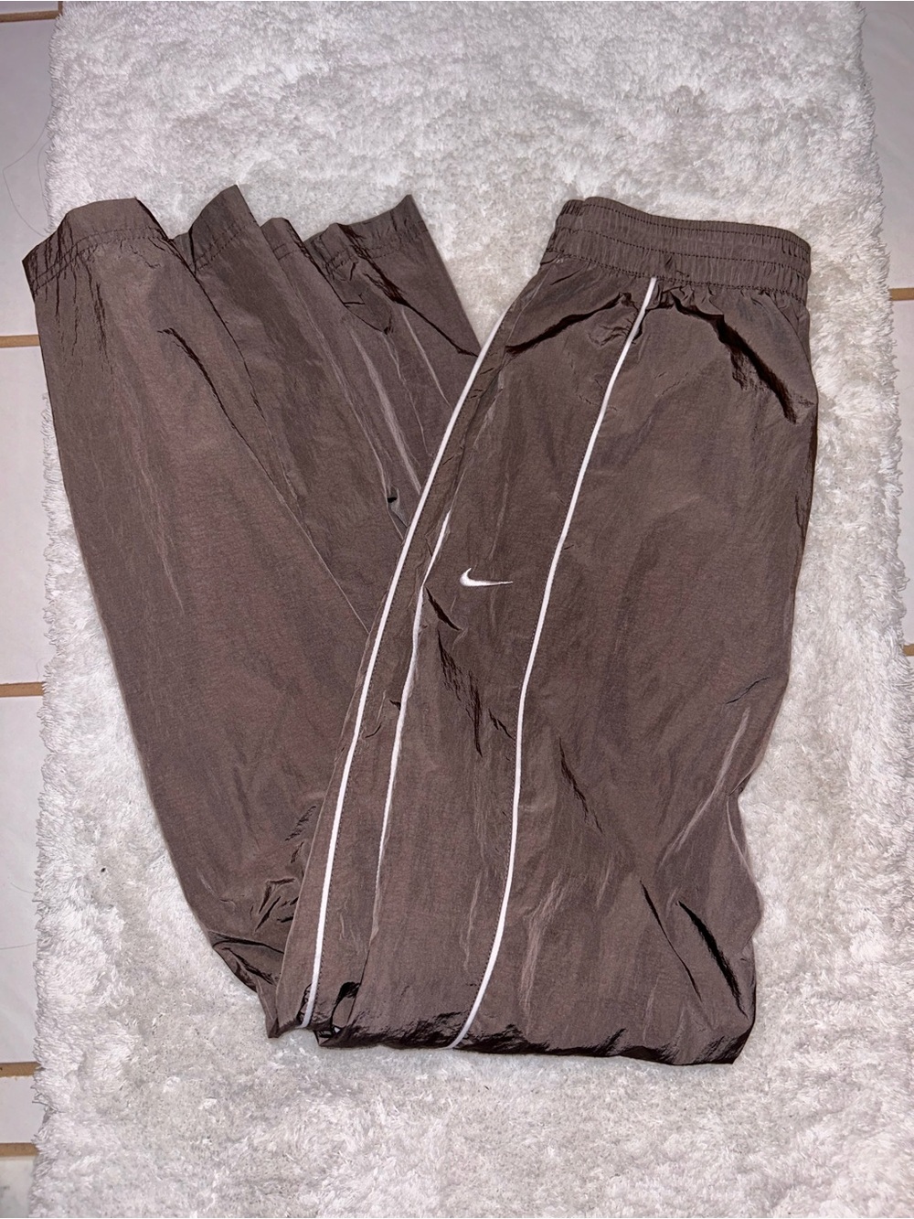 Women’s Brown and White Nike Track Pants XS